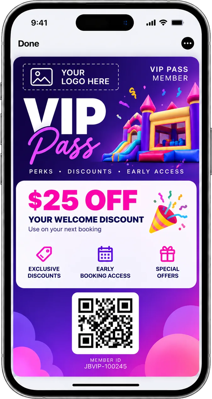 A VIP wallet pass with $25 off the next booking